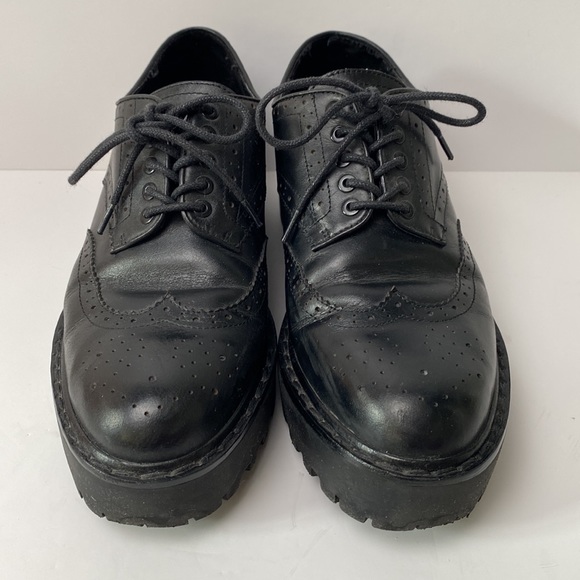 Zara Shoes Women US 6.5 EU 37 Black Brogue Oxford Chunky Lug Sole Platform - Picture 4 of 14